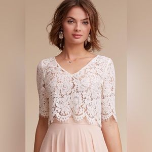 Jenny Yoo x BHLDN Anthropologie Libby Lace Cropped Top